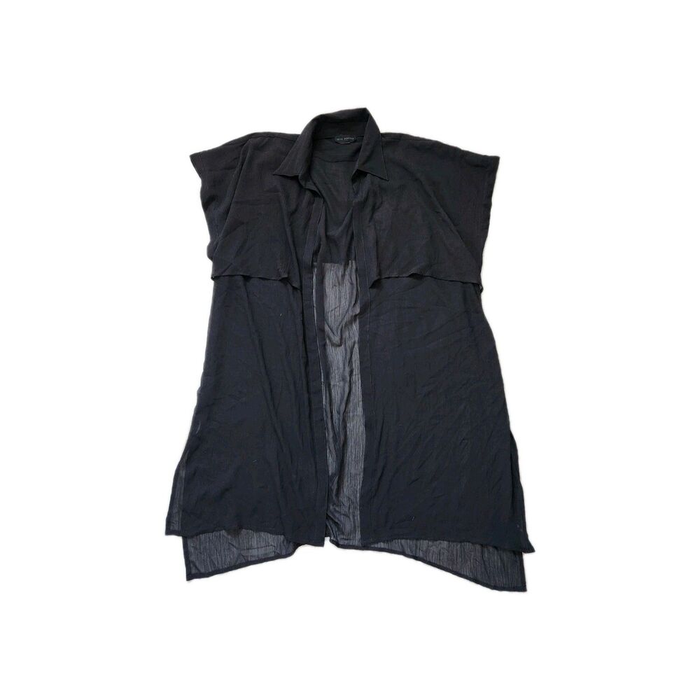 Steve Madden Black Sheer Collared Open Coverup